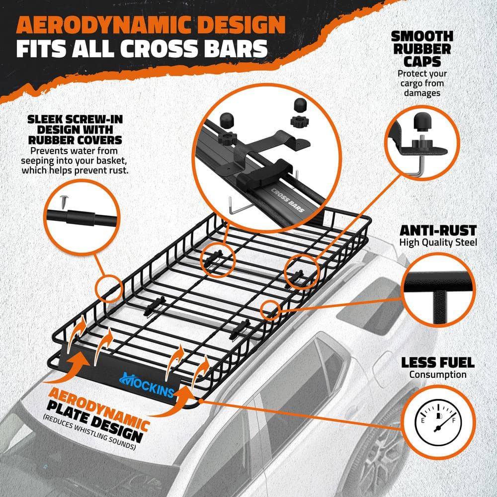 Mockins 84 in. x 39 in. x 6 in. Expandable Rooftop Cargo Carrier with 35 cu. ft. Waterproof Cargo Bag, Net, and Straps