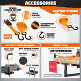 Mockins 750 lbs. Capacity Pickup Truck Bed Extender with Flag, Stabilizer and Ratchet Straps, 2-in-1 Design