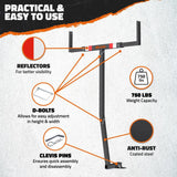 Mockins 750 lbs. Capacity Pickup Truck Bed Extender with Flag, Stabilizer and Ratchet Straps, 2-in-1 Design