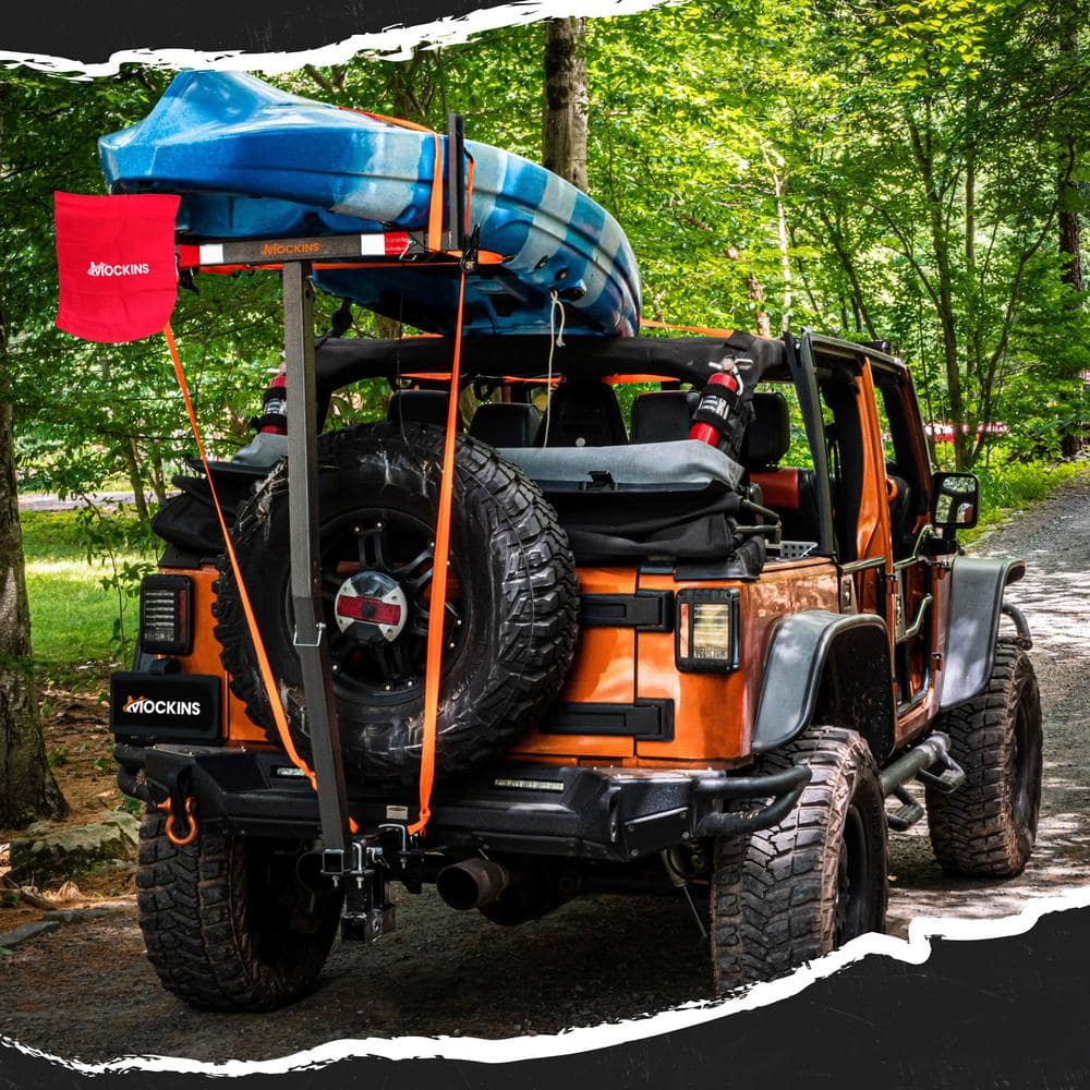 Mockins 750 lbs. Capacity Pickup Truck Bed Extender with Flag, Stabilizer and Ratchet Straps, 2-in-1 Design