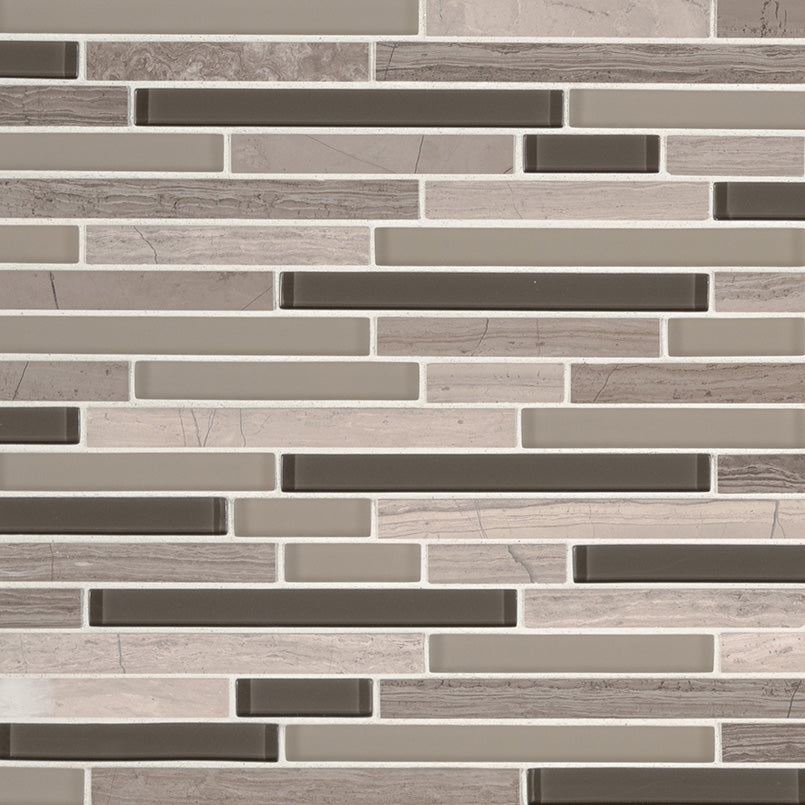 MSI Modello Grigio Interlocking 12 in. x 12 in. x 6 mm Textured Glass & Stone Mesh-Mounted Mosaic Tile (1 sq. ft.)
