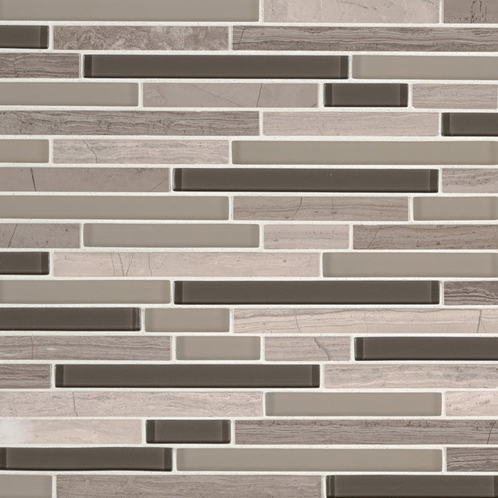 MSI Modello Grigio Interlocking 12 in. x 12 in. x 6 mm Textured Glass & Stone Mesh-Mounted Mosaic Tile (1 sq. ft.)