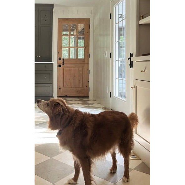 Krosswood 36 in. x 80 in. Farmhouse Knotty Alder Left-Hand Inswing 9-Lite Clear Glass Unfinished Dutch Wood Prehung Front Door