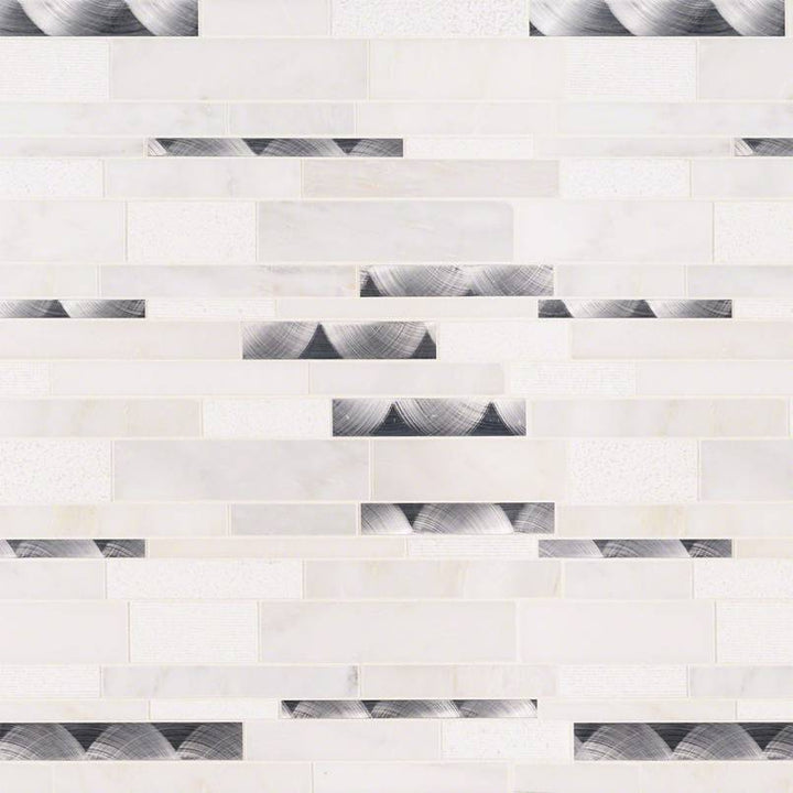 MSI Moderno Blanco Interlocking 12 in. x 18 in. x 8 mm Metal Stone Blend Mesh-Mounted Mosaic Tile (15 sq. ft. / case)