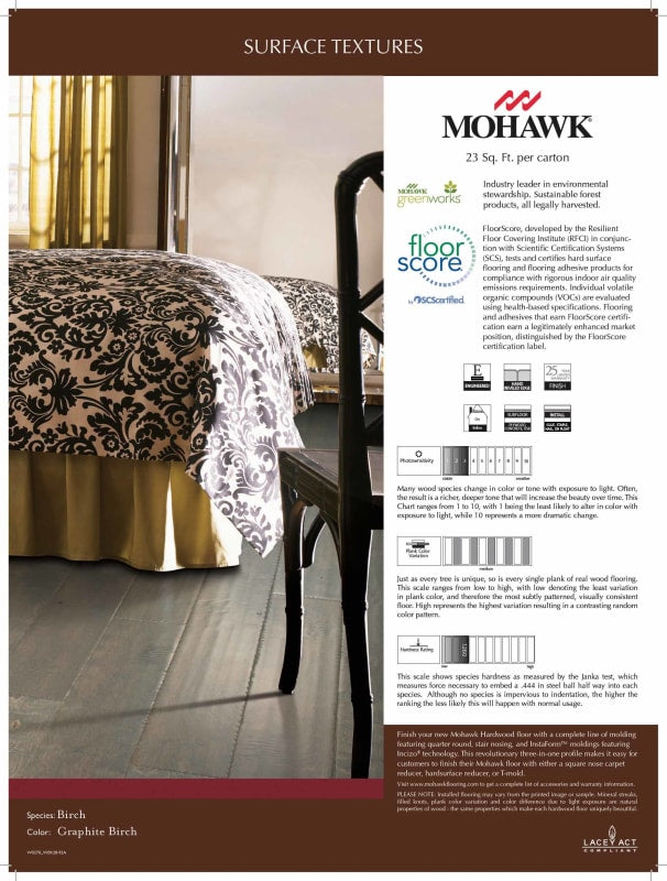 Mohawk Industries Wimbley Birch 5" Handscraped Engineered Birch Hardwood Flooring – 23 sq. ft. per Carton (Tobacco Birch)