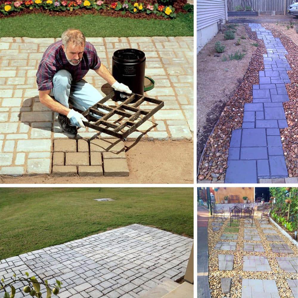 Wellco 17.7 in. x 15.7 in. x 1.5in. Black Plastic DIY Paver Mold Reusable Concrete Stepping Stone Paver Walk Way Mold