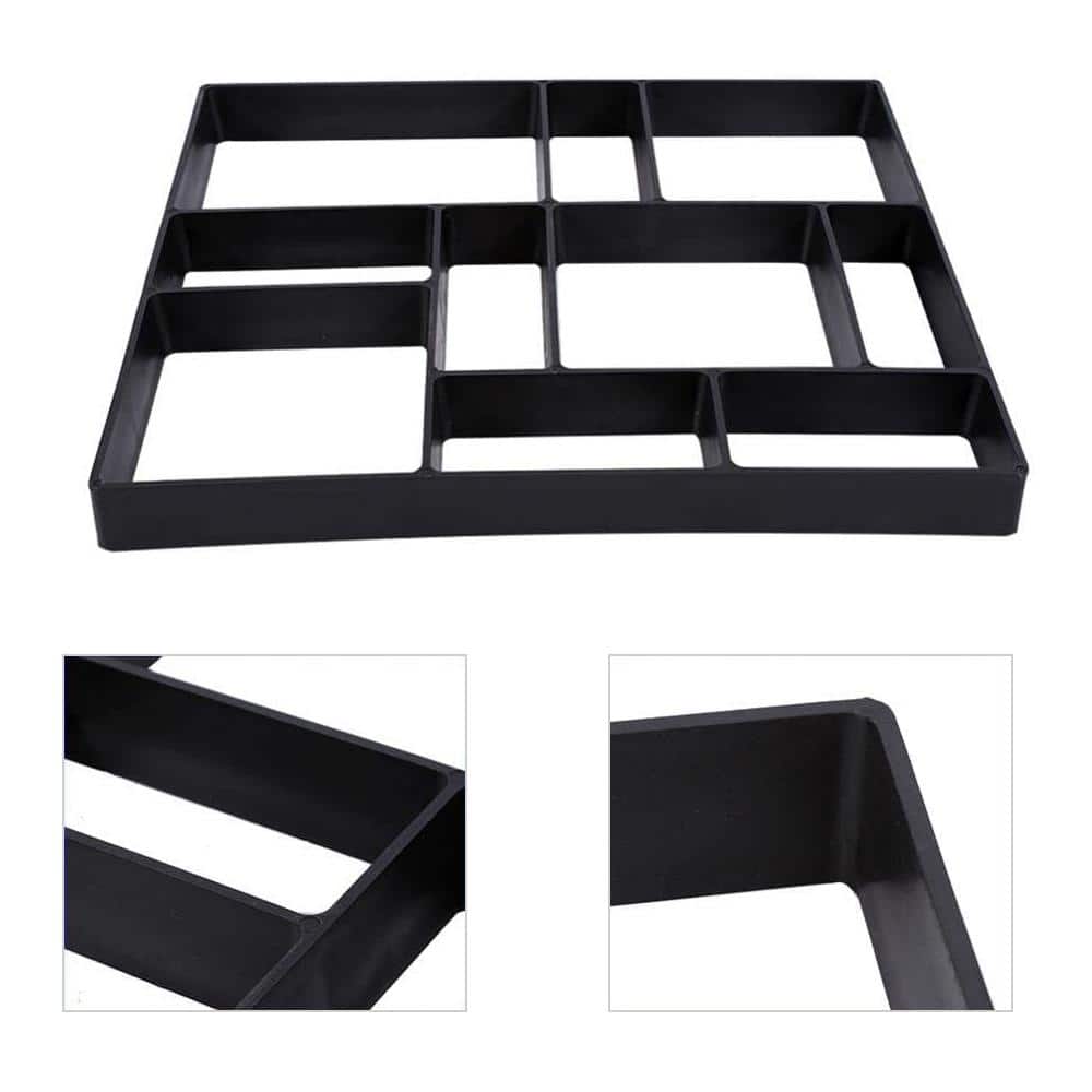 Wellco 17.7 in. x 15.7 in. x 1.5in. Black Plastic DIY Paver Mold Reusable Concrete Stepping Stone Paver Walk Way Mold