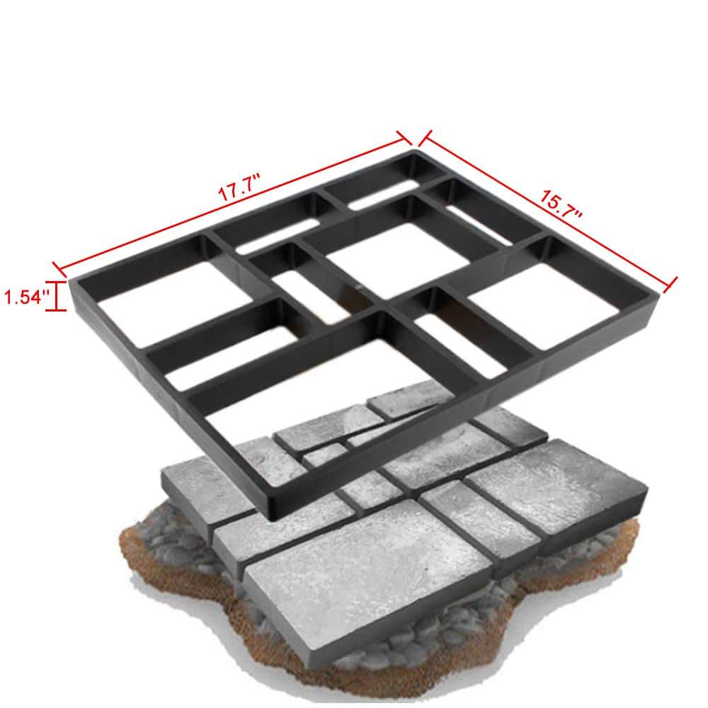 Wellco 17.7 in. x 15.7 in. x 1.5in. Black Plastic DIY Paver Mold Reusable Concrete Stepping Stone Paver Walk Way Mold