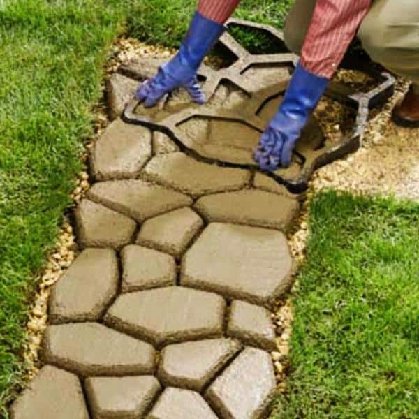 Yard Elements Concrete Stepping Stone Molds Reusable DIY Paver Pathway Maker for Gardens, Walkways, Outdoor Patios (Mold 6)
