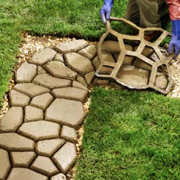 Yard Elements Concrete Stepping Stone Molds Reusable DIY Paver Pathway Maker for Gardens, Walkways, Outdoor Patios (Mold 6)