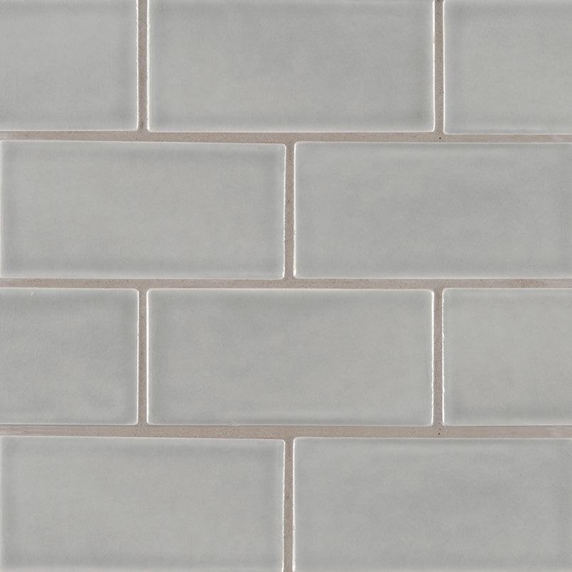 MSI Morning Fog 3 in. x 6 in. Handcrafted Glossy Ceramic Gray Subway Tile (1 sq. ft. / case)