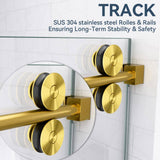 mortix Serena 66 in. W x 76 in. H Sliding Frameless Shower Door in Brushed Gold with 3/8 in. (10 mm) Tempered Clear Glass