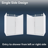mortix Serena 66 in. W x 76 in. H Sliding Frameless Shower Door in Brushed Gold with 3/8 in. (10 mm) Tempered Clear Glass