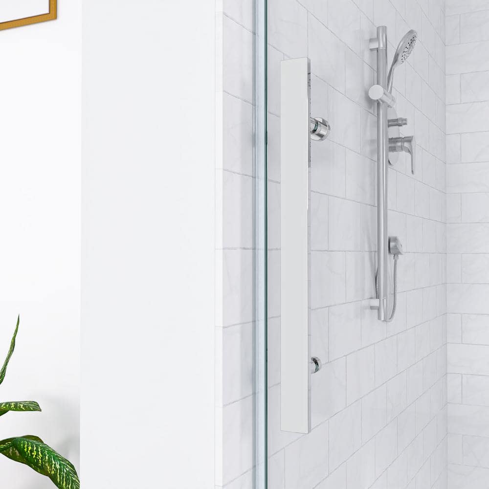 mortix 60 in. W x 74 in. H Single Sliding Frameless Shower Door in Chrome with Soft Close System and Clear Tempered Glass