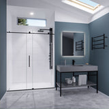 ANZZI Leon 60 in. x 76 in. Frameless Sliding Shower Door, Brushed Nickel, with Handle