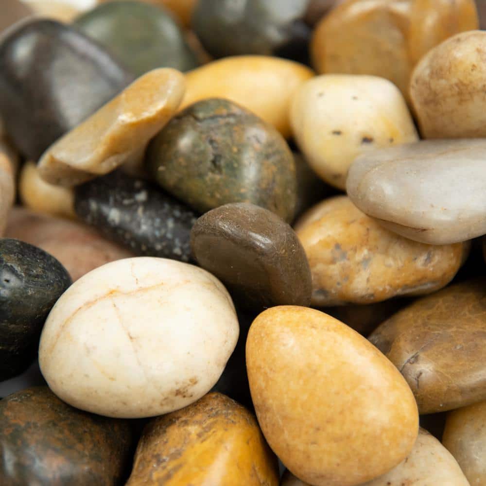 MSI Mixed Polished Landscape Pebbles, 1–2 in, 0.5 cu. ft. per 40 lb Bag (Pallet of 55 Bags)