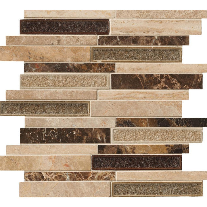 MSI Stonegate Interlocking 12 in. x 12 in. x 8 mm Glossy Glass/Stone Blend Mesh-Mounted Mosaic Wall Tile (1 sq. ft.)