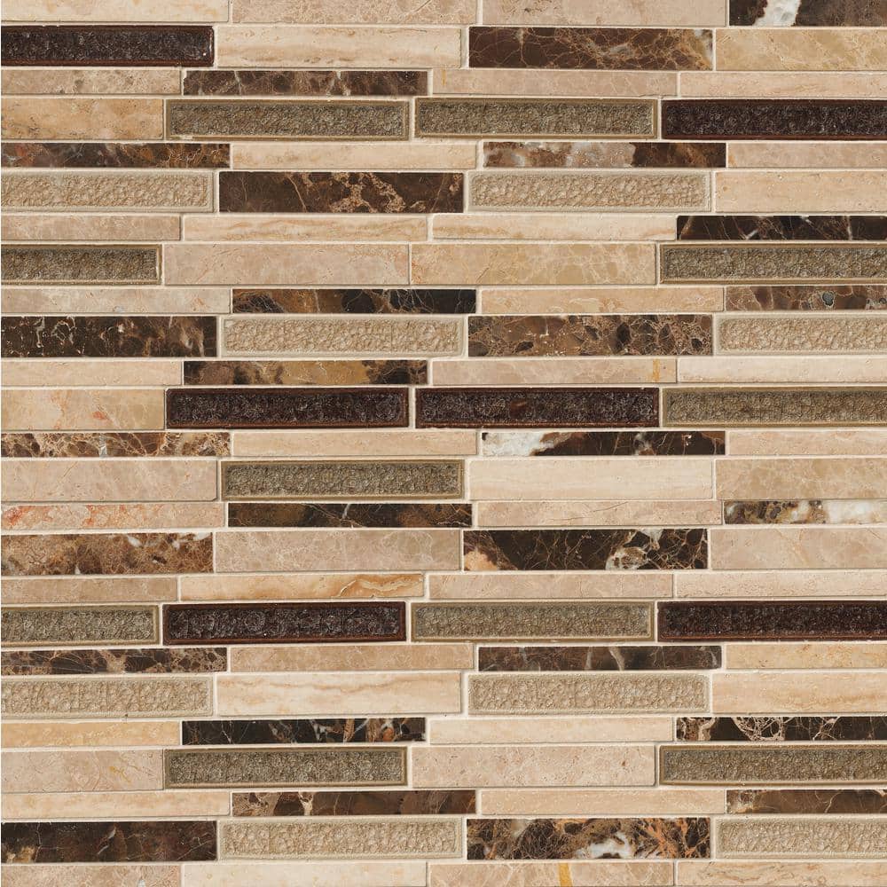 MSI Stonegate Interlocking 12 in. x 12 in. x 8 mm Glass Stone Blend Mesh-Mounted Mosaic Wall Tile (1 sq. ft.)
