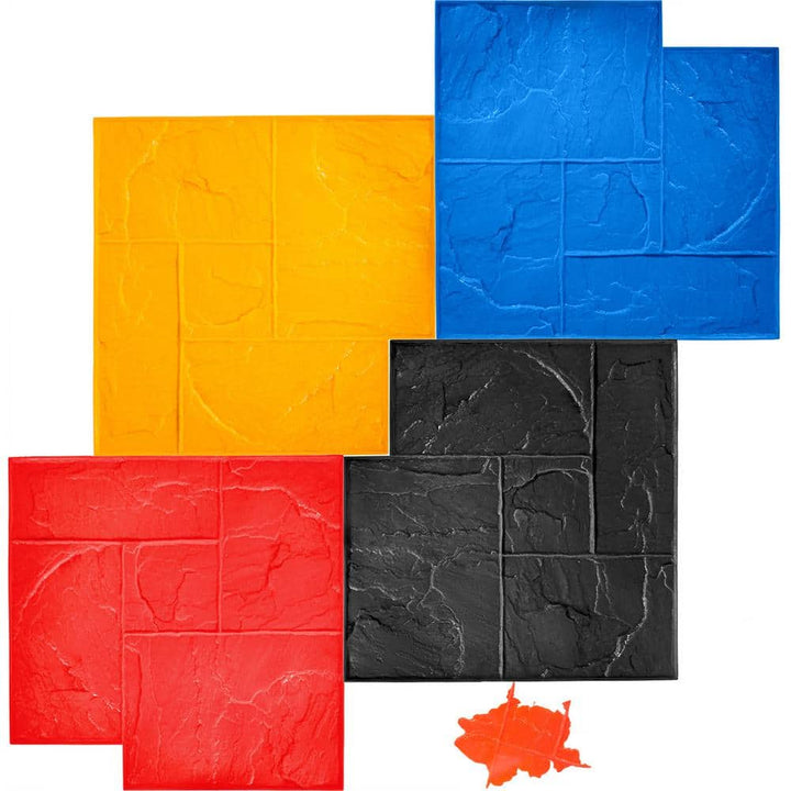 VEVOR Concrete Texturing Skin 24 in. x 24 in. Concrete Stamps Mats Set Polyurethane Concrete Stamping Mats Slate Concrete