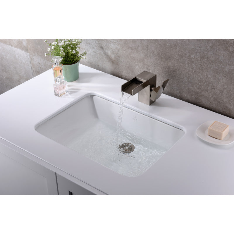 ANZZI Pegasus Series 21 in. Ceramic Undermount Sink Basin in White