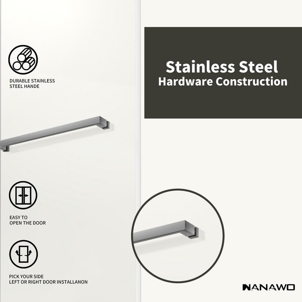 NANAWO 60 in. W x 72 in. H Sliding Frameless Shower Door in Gray with 3/8 in. Clear Glass