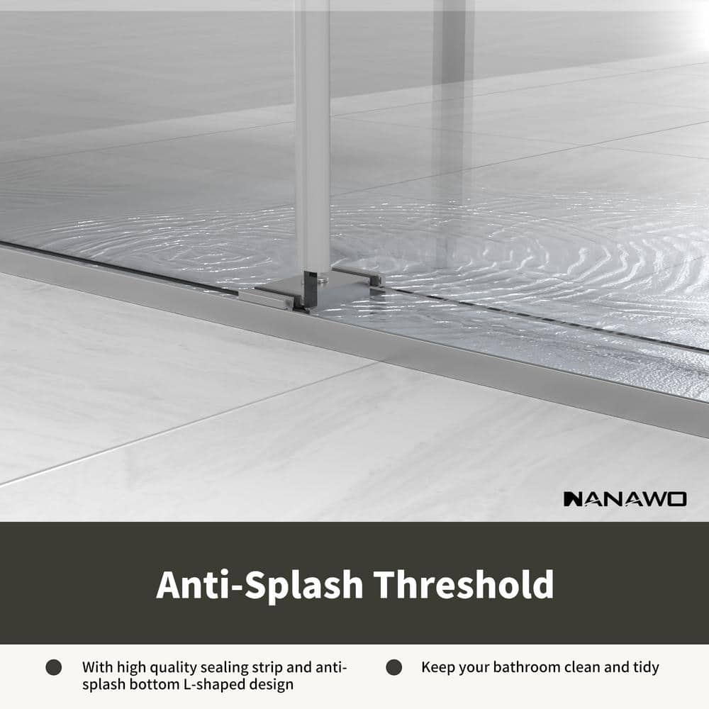 NANAWO 60 in. W x 72 in. H Sliding Frameless Shower Door in Gray with 3/8 in. Clear Glass