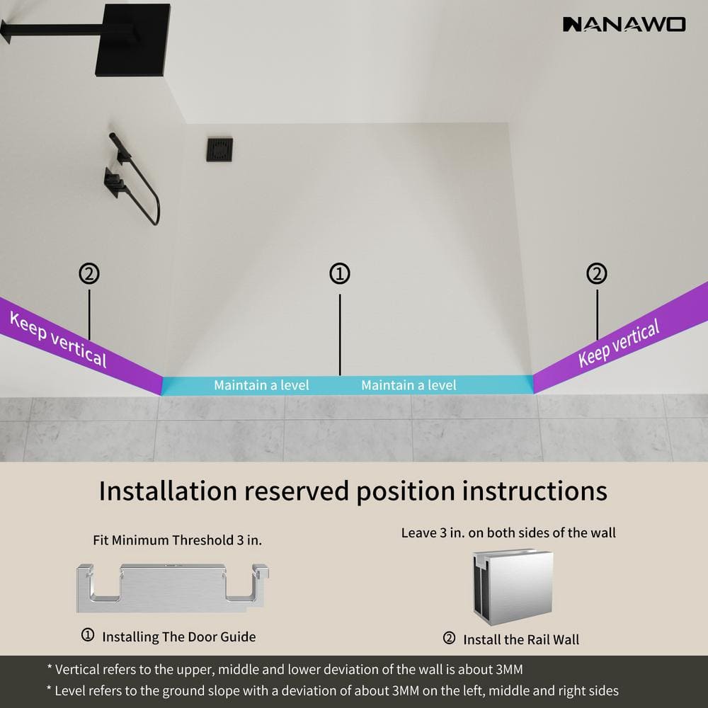 NANAWO 60 in. W x 80 in. H Sliding Frameless Shower Door in Brushed Gold with 3/8 in. Clear Glass