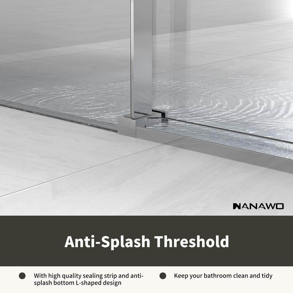 NANAWO 66 in. W x 76 in. H Single Sliding Frameless Shower Door in Grey with 3/8 in. Clear Glass