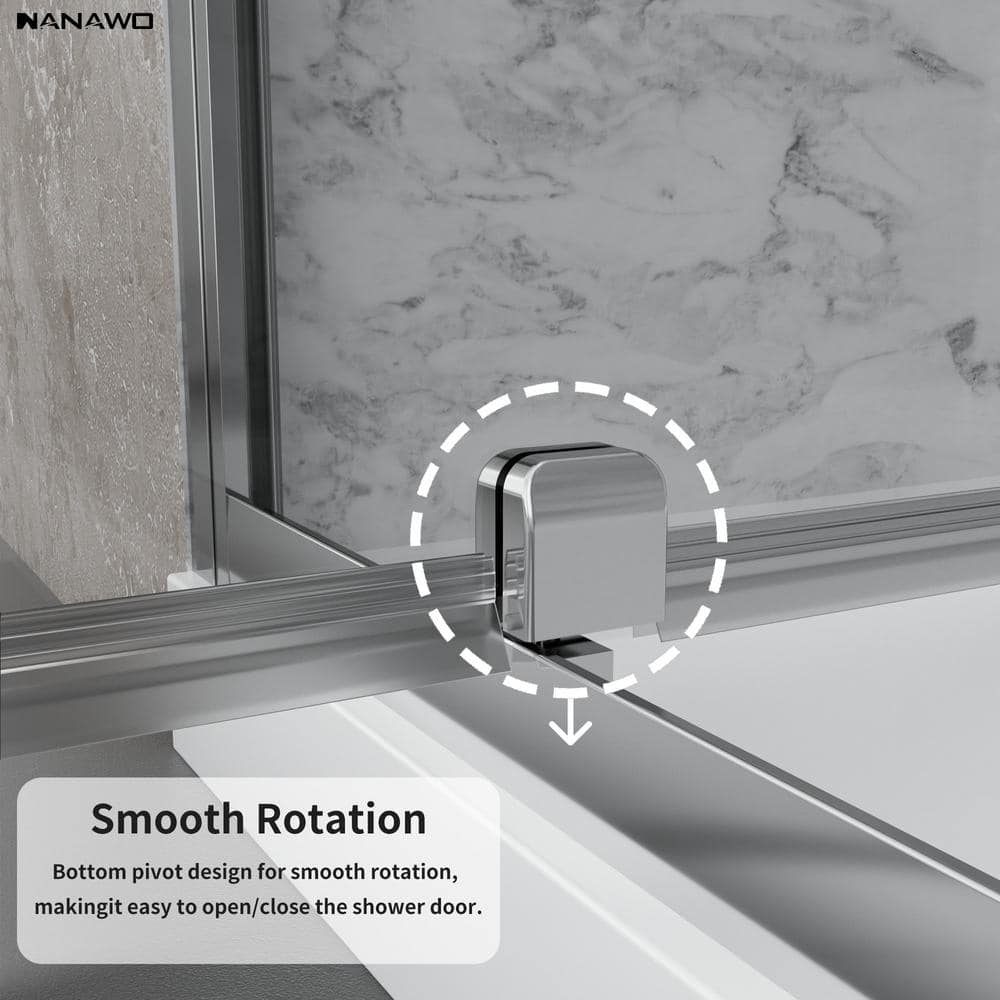 NANAWO 34 in. Wx 72 in. H Pivot Framed Shower Door in Chrome with 1/4 in. Clear Glass Shower Panel
