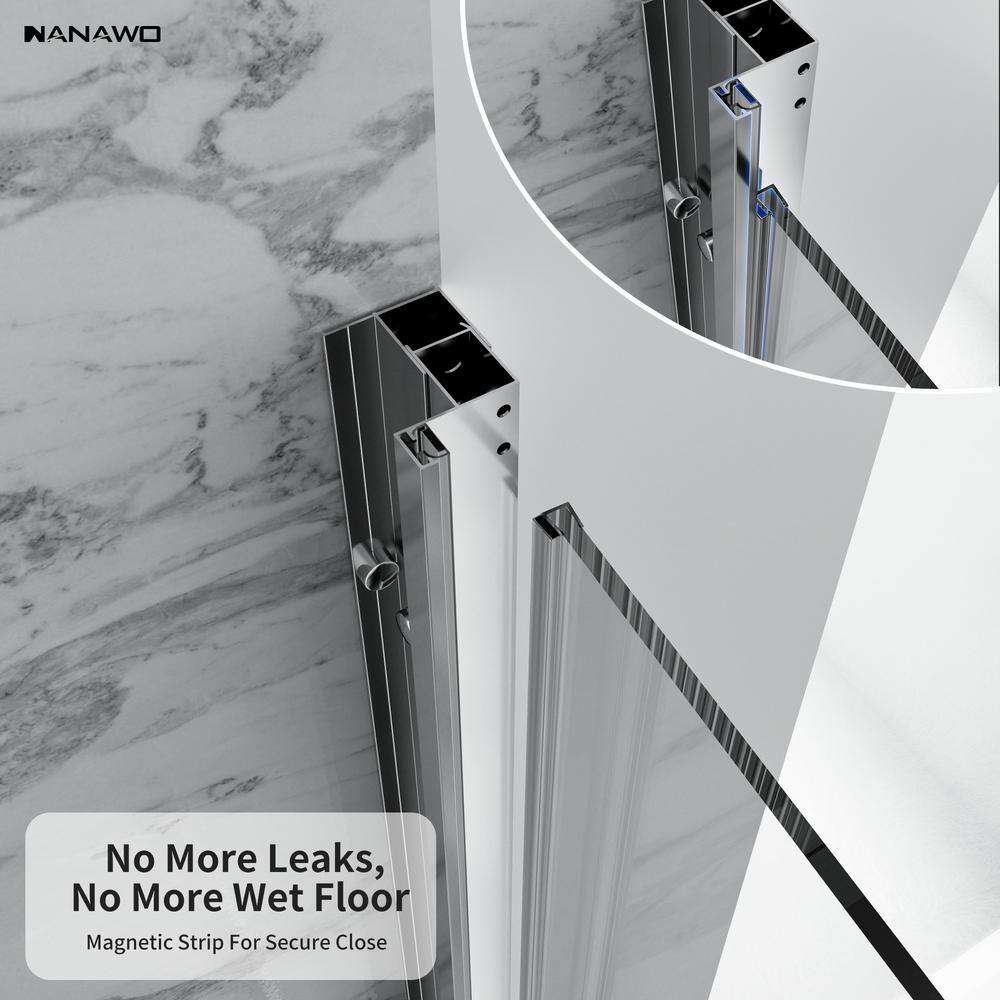 NANAWO 34 in. Wx 72 in. H Pivot Framed Shower Door in Chrome with 1/4 in. Clear Glass Shower Panel
