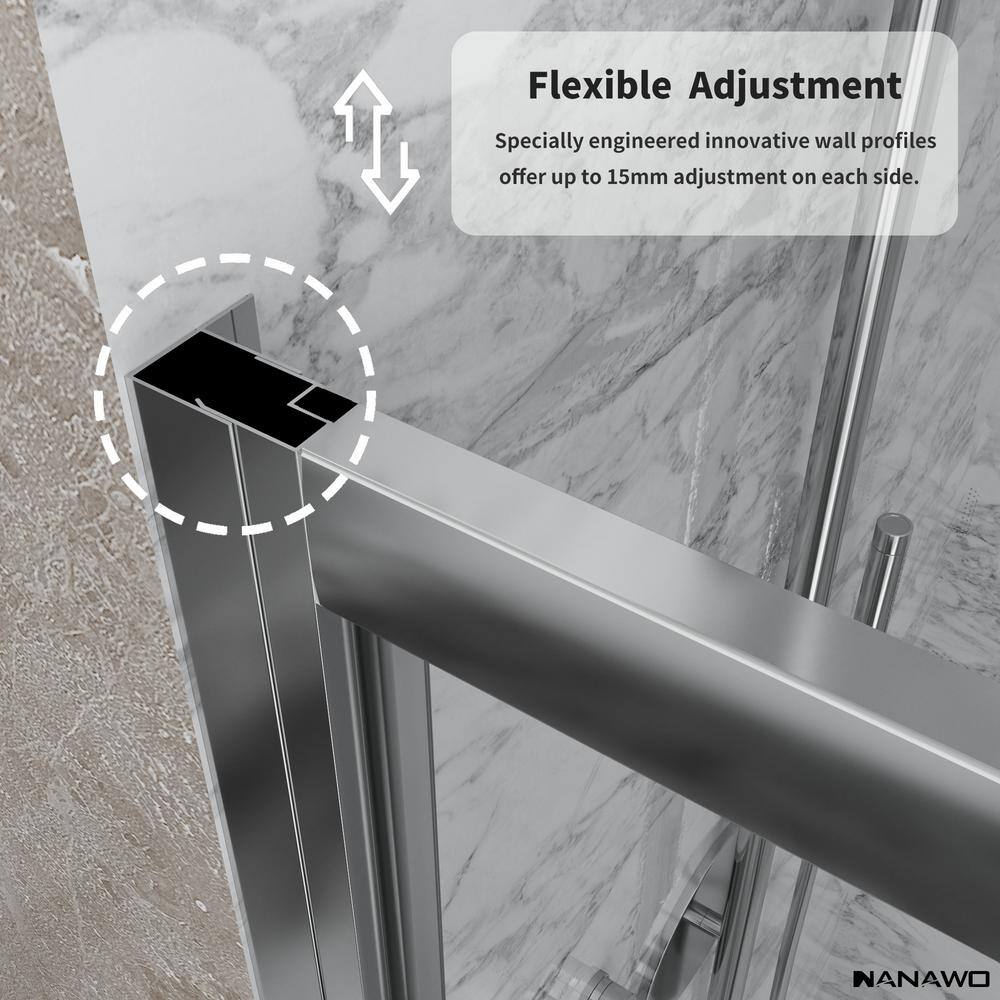 NANAWO 34 in. Wx 72 in. H Pivot Framed Shower Door in Chrome with 1/4 in. Clear Glass Shower Panel