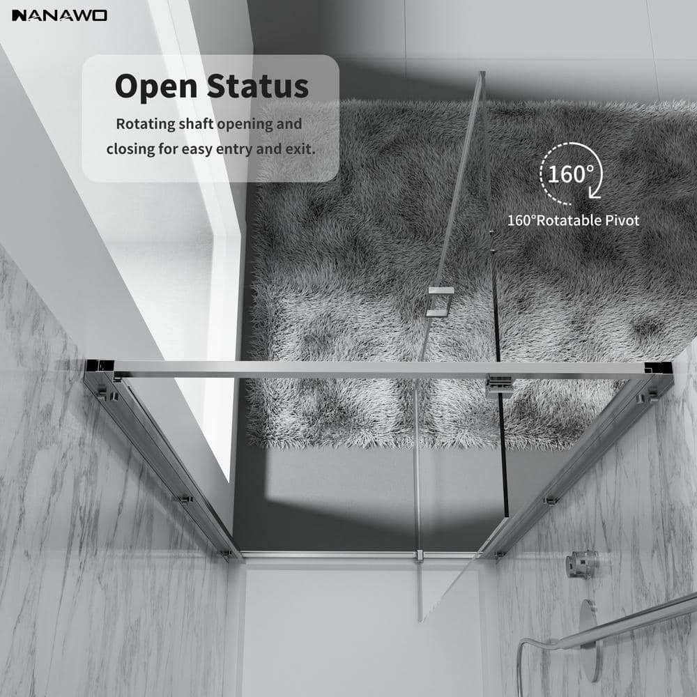 NANAWO 34 in. Wx 72 in. H Pivot Framed Shower Door in Chrome with 1/4 in. Clear Glass Shower Panel