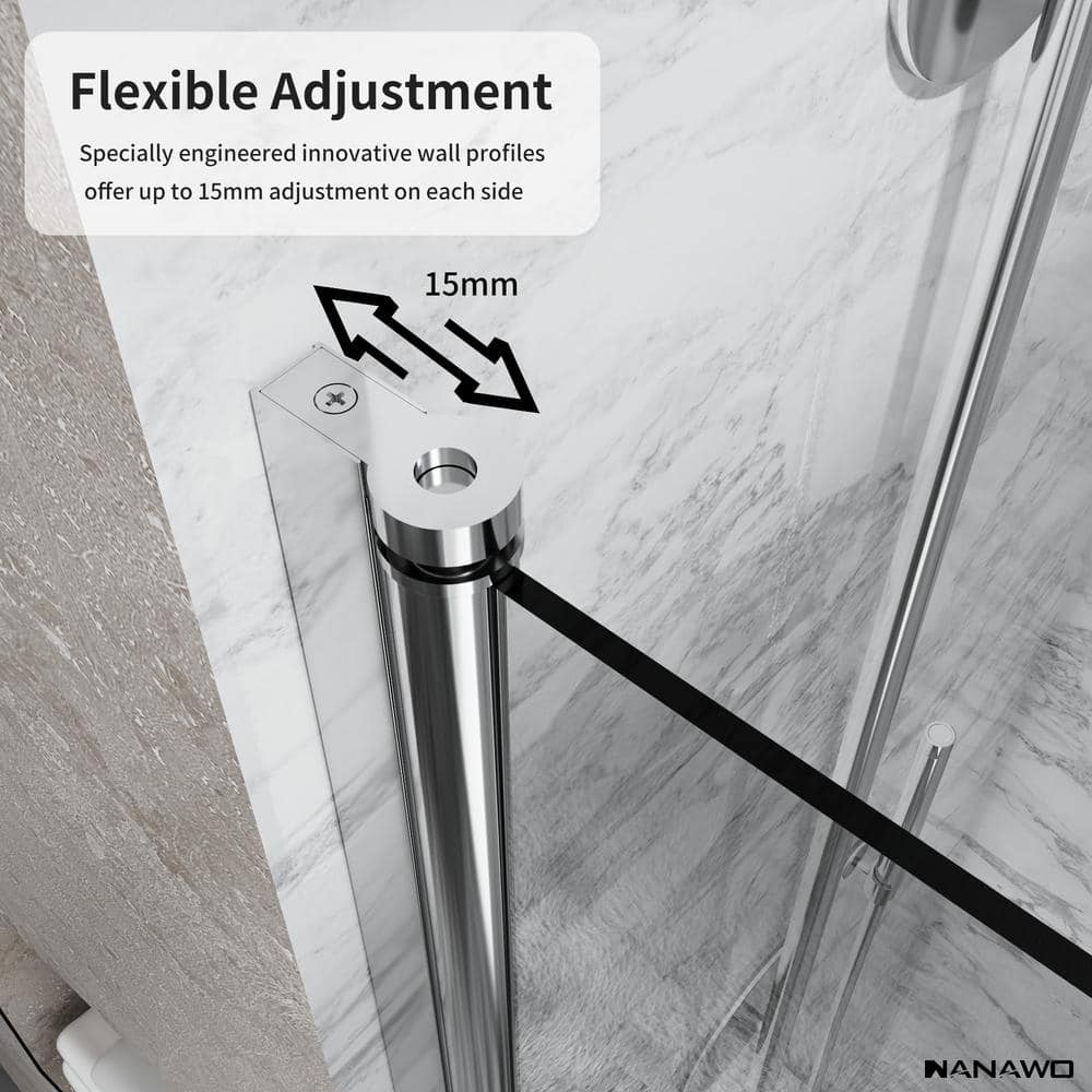 NANAWO 34 in. W x 72 in. H Pivot Semi-Frameless Shower Door in Chrome with1/4 in. Clear Glass Shower Panel