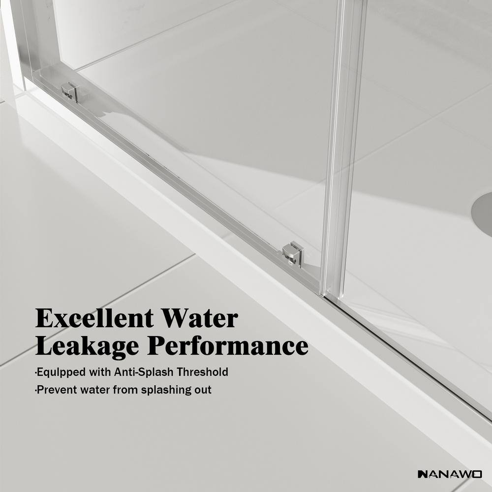 NANAWO QuickMount 60 in. W x 74 in. H Single Sliding Semi Frameless Shower Door in Chrome with Clear 1/4 in. Glass
