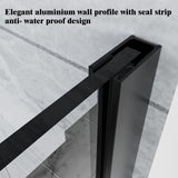 NANAWO Obsidian 54 in. W x 74 in. H Single Sliding Frameless Shower Door in Matt Black with Clear 5/16 in. Glass