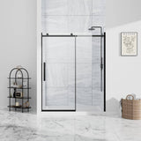 NANAWO Obsidian 54 in. W x 74 in. H Single Sliding Frameless Shower Door in Matt Black with Clear 5/16 in. Glass