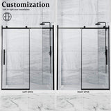 NANAWO Obsidian 54 in. W x 74 in. H Single Sliding Frameless Shower Door in Matt Black with Clear 5/16 in. Glass