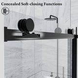 NANAWO Obsidian 54 in. W x 74 in. H Single Sliding Frameless Shower Door in Matt Black with Clear 5/16 in. Glass