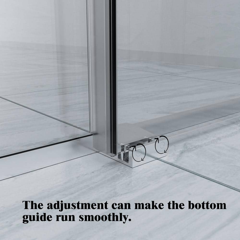 NANAWO HAIMA 54 in. W x 74 in. H Single Sliding Frameless Shower Door in Chrome with Clear 5/16 in. Glass