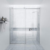 NANAWO HAIMA 54 in. W x 74 in. H Single Sliding Frameless Shower Door in Chrome with Clear 5/16 in. Glass