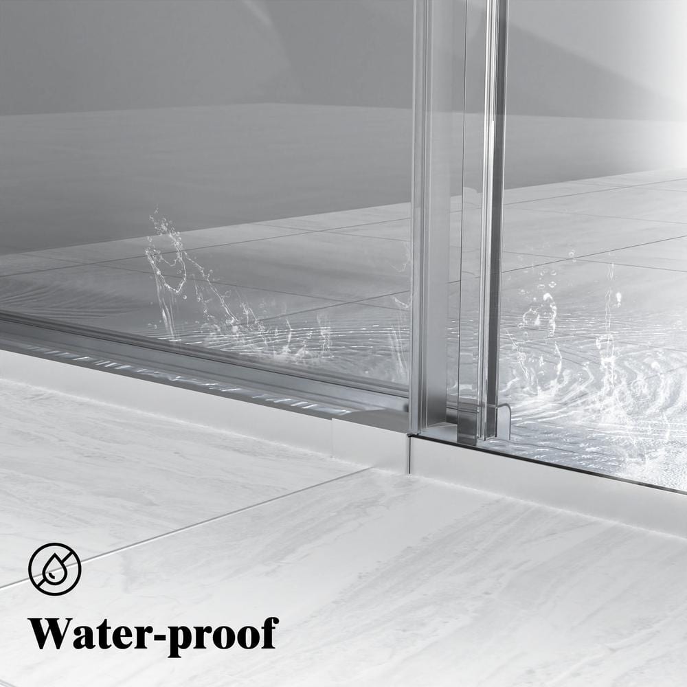 NANAWO HAIMA 54 in. W x 74 in. H Single Sliding Frameless Shower Door in Chrome with Clear 5/16 in. Glass