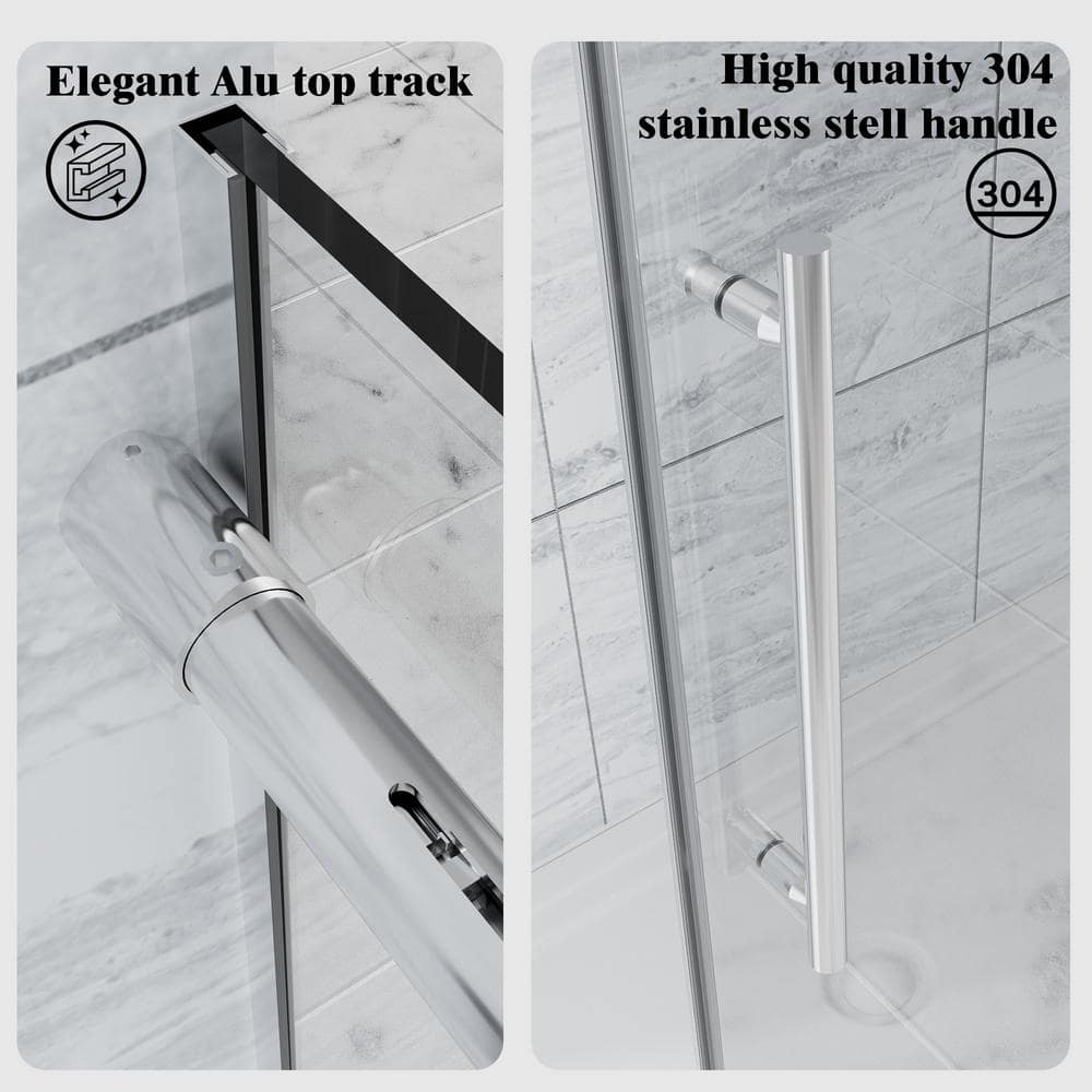 NANAWO HAIMA 54 in. W x 74 in. H Single Sliding Frameless Shower Door in Chrome with Clear 5/16 in. Glass