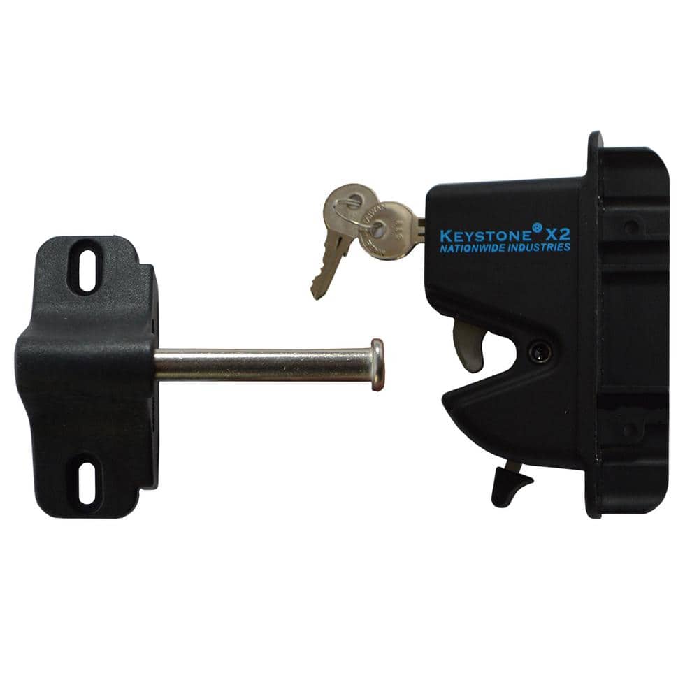 Nationwide Industries Black Nylon Polymer Keystone X2 External One-Sided Gate Latch