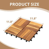 Yangming 12 in. W x 12 in. L Square Patio Natural Color Wood Interlocking Flooring Deck Tiles Mosaic Pattern (10-Pack)