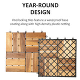 Yangming 12 in. W x 12 in. L Square Patio Natural Color Wood Interlocking Flooring Deck Tiles Mosaic Pattern (10-Pack)