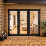 Yangming 12 in. W x 12 in. L Square Patio Natural Color Wood Interlocking Flooring Deck Tiles Mosaic Pattern (10-Pack)