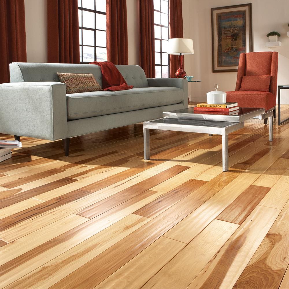 Blue Ridge Hardwood Flooring Natural Low Gloss Hickory 3/4 in. T x 3 in. W Smooth Solid Hardwood Flooring (24 sq.ft./case)