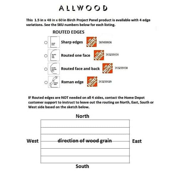 Unbranded 1-1/2 in. x 48 in. x 60 in. Allwood Birch Project Panel/Table Top