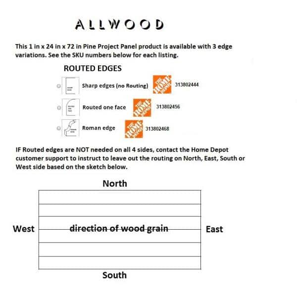 1 in. x 24 in. x 72 in. Allwood Pine Project Panel