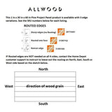 1 in. x 36 in. x 60 in. Allwood Pine Project Panel,Table Island Top with Routed Edges on One Face